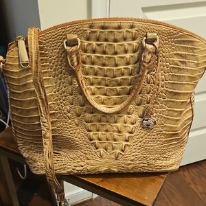 Brahmin Tan Crocodile-Embossed Shoulder Bag